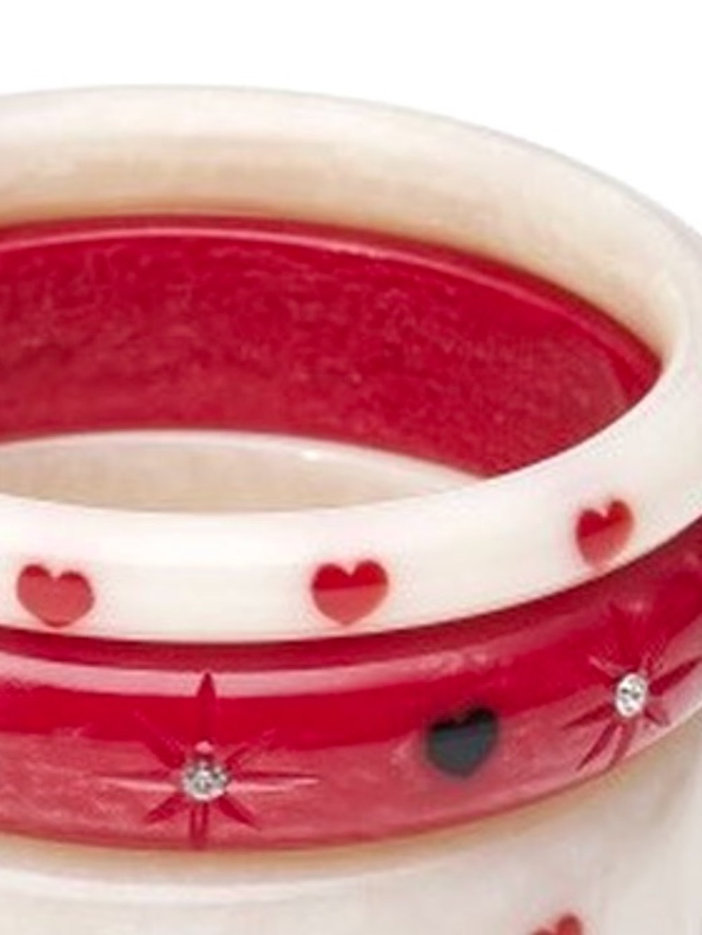 Splendette White Heart Narrow Bangle Duchess Size NWOT